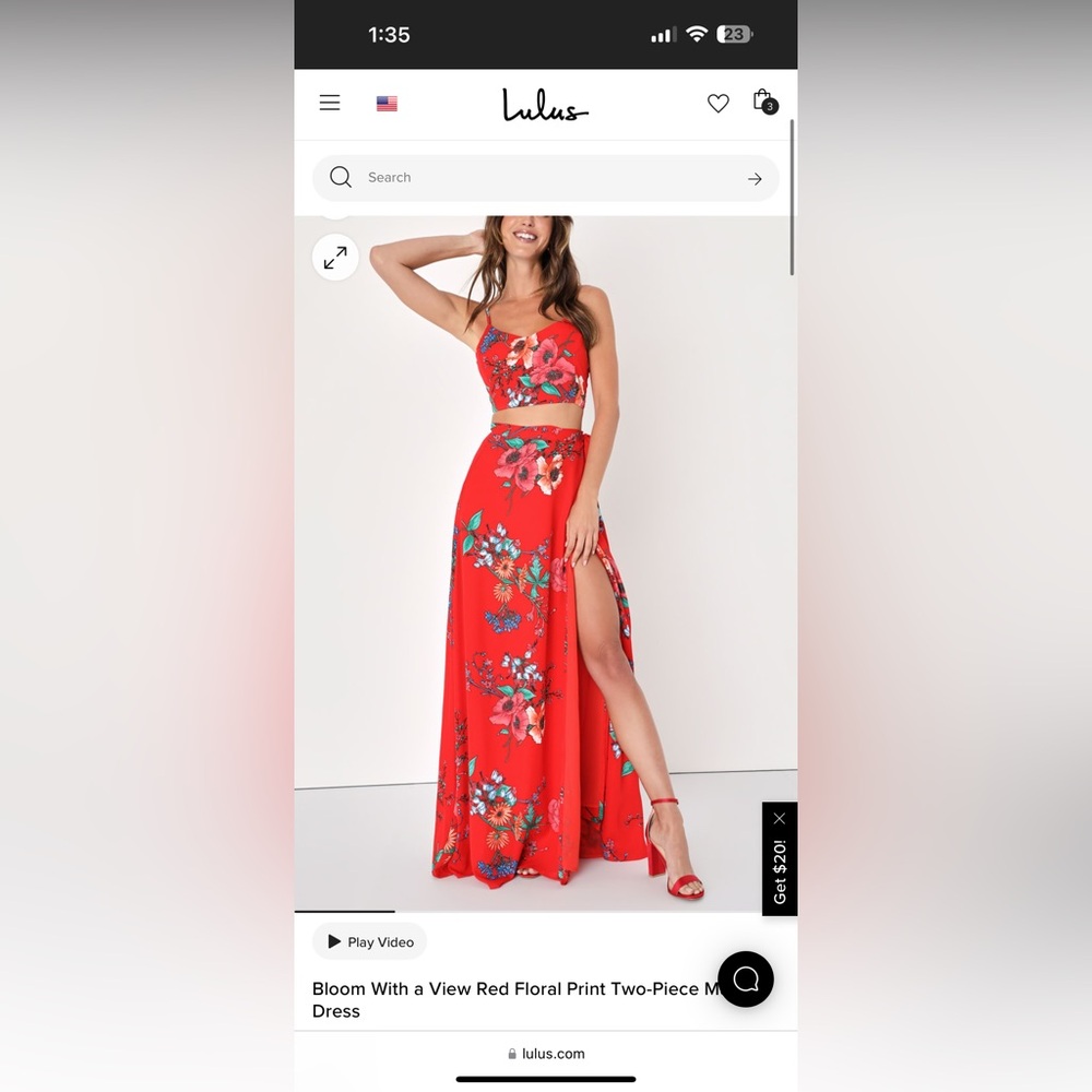 Floral Red Two-Piece Set